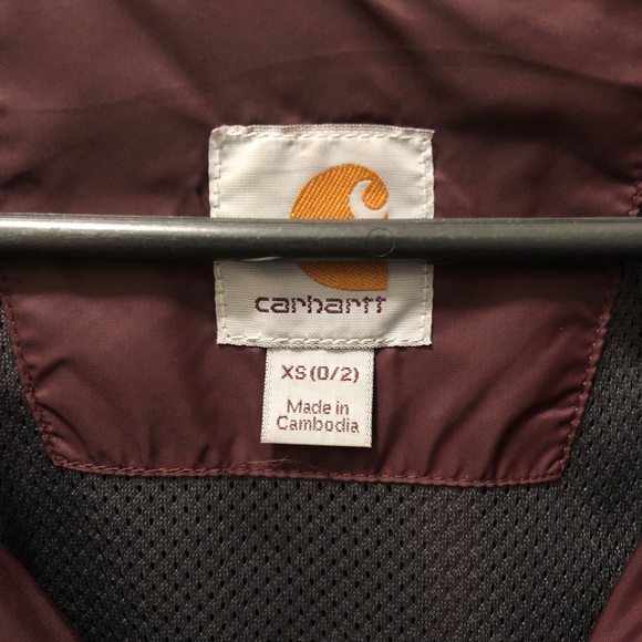 Carhartt maroon / burgundy rain jacket / wind breaker - size XS (0/2) - Picture 3 of 9